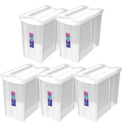 Kit 5 Caixas Organizadoras 16,5L Estreita Alta Plástica Ordene Radical Multiuso Transparente