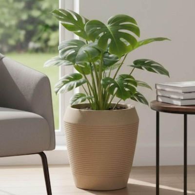 Vaso Flores Tramontina Egípcio Cor Areia Granito 31cm Plantas Folhagens Jardins Varandas