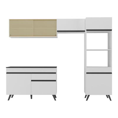 Armário De Cozinha Compacta 4 Peças Mp3692.964 Veneza Branco