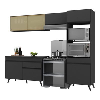 Armário De Cozinha Compacta 4 Peças Mp3692.895 Veneza Preto
