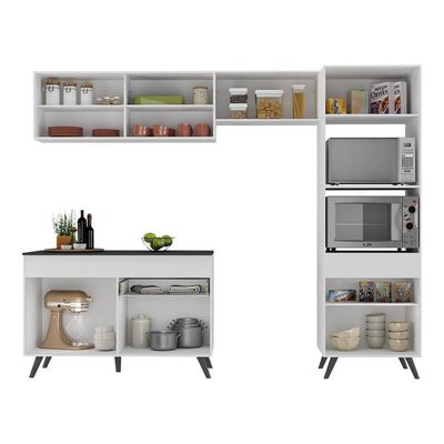 Armário De Cozinha Compacta 4 Peças Mp3692.964 Veneza Branco