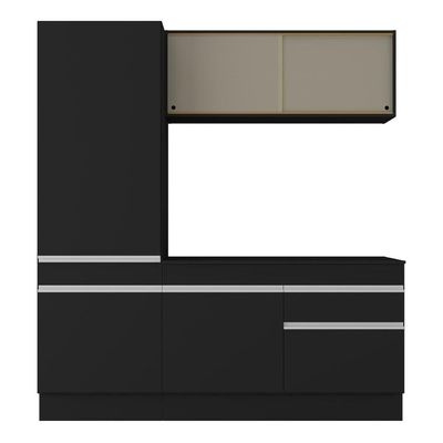 Armário De Cozinha Compacta 3 Peças Com Rodapé Mp2179 Made Multimóveis Preto/branco Preto/branco
