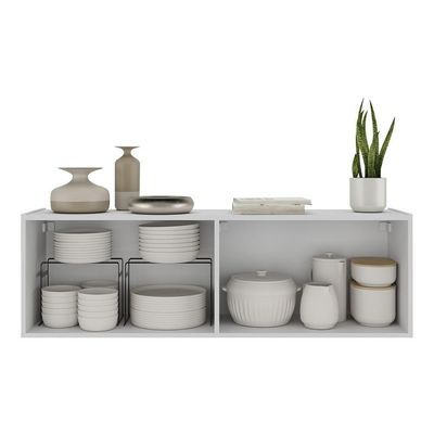 Aparador Buffet Suspenso Com Espelhos 4 Portas Multimóveis Mp8005 Branco Branco