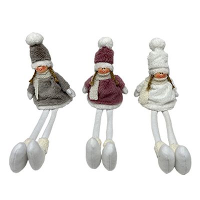 Enfeite Natal Pendente Menina Perna Longa 48cm