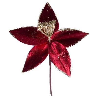 Bico Papagaio Metalizado Vermelho com Glitter Dourado 23cm D&A