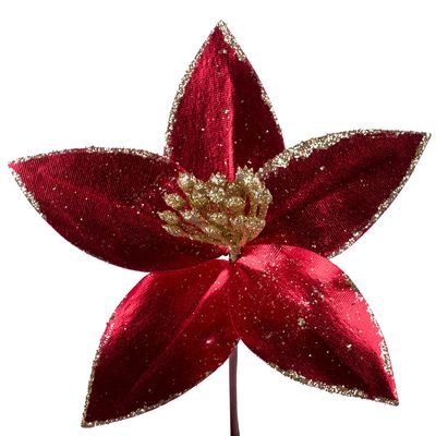 Bico Papagaio Metalizado Vermelho com Glitter Dourado 23cm D&A