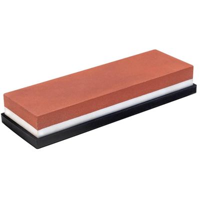 Kit Pegador de Carne Churrasco Inox Madeira e Pedra Amolar Facas Dupla Face 400/1000