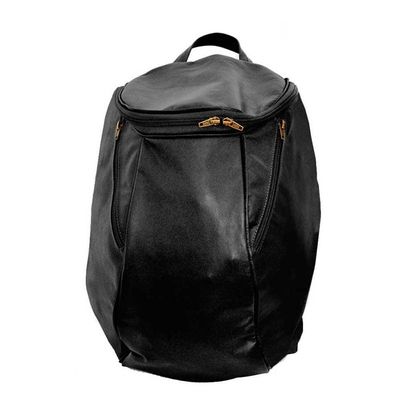 Mochila Masculina De Couro Grande Cor Preto Com Faixa Branca