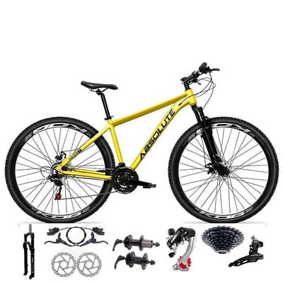 Bicicleta Aro 29 Absolute Nero 5 Alumínio 24v Câmbios Shimano K7 Freio Hidráulico Garfo Comtrava amarelo Tam: 19