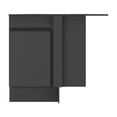Balcão Cozinha De Canto Com Rodapé 1 Porta Veneza Multimóveis V2120 Preto Preto