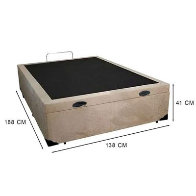 Cama Box Baú Casal 138 Suede Bege Com Colchão Espuma D33 Marrocos 30cm