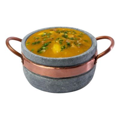 Kit 06 Cumbucas Bolw Pedra Sabão 500 Ml Com Alça De Cobre