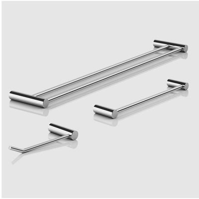 Kit De Acessórios Duplo Para Banheiro Alto Brilho Orion 3 Peças Prata 2040or
