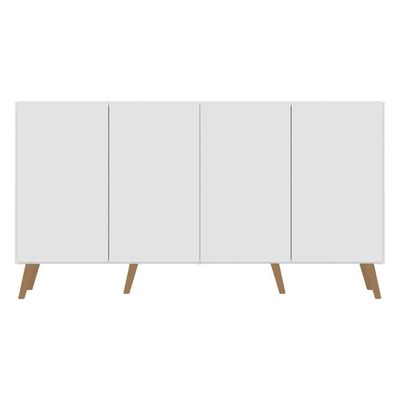 Aparador Buffet 4 Portas Retrô Veneza Multimóveis V3556 Branco/ Branco/