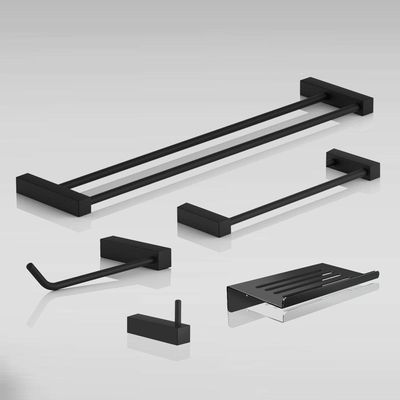 Kit Acessórios Para Banheiro Preto Fosco 5 Peças Grego Metal 2190tr