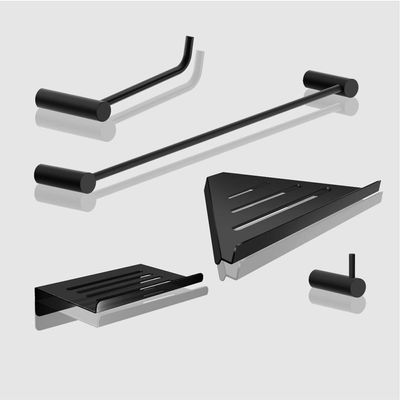 Kit Acessórios Para Banheiro Preto Fosco 5 Peças Grego Metal 2102or