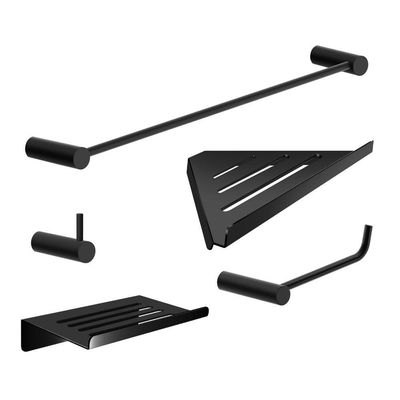 Kit Acessórios Para Banheiro Preto Fosco 5 Peças Grego Metal 2102or