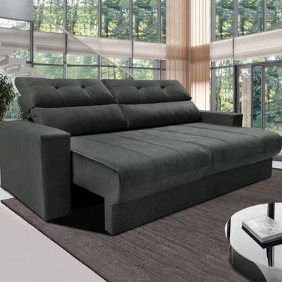Sofá 3 Lugares Clean Retrátil Reclinável Cama InBox Cinza