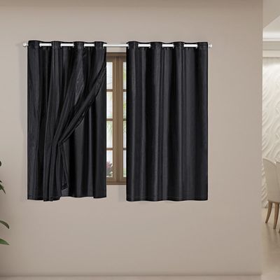 Cortina Blackout Voil Liso 2,80m x 1,80m Voil 100% Poliéster/Forro 100% PVC - Preta