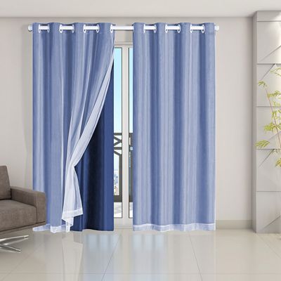 Cortina Blackout Voil Liso 2,80m x 2,30m Voil 100% Poliéster/Forro 100% PVC - Azul Marinho
