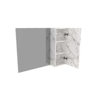 Armário C/ Balcão Banheiro Suspenso Bn3601 S/ Cuba 80cm E Espelho Bn3602 Mármore Branco Tecno Mobili