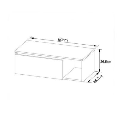 Armário C/ Balcão Banheiro Suspenso Bn3601 S/ Cuba 80cm E Espelho Bn3602 Mármore Branco Tecno Mobili