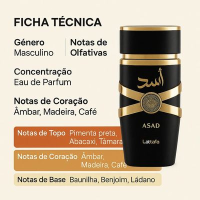 Lattafa Asad Intense 100ml - Fragrância 13h Fixação