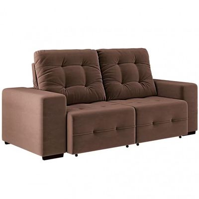 Sofá 3 Lugares Retrátil e Reclinável Bonno em Suede Linoforte Cacau