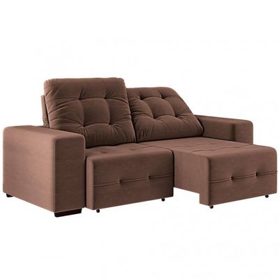Sofá 3 Lugares Retrátil e Reclinável Bonno em Suede Linoforte Cacau