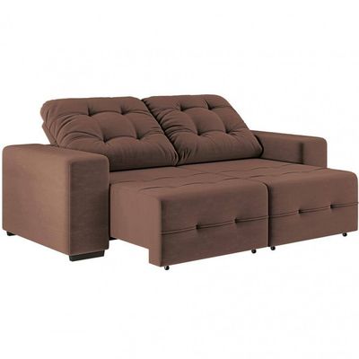 Sofá 3 Lugares Retrátil e Reclinável Bonno em Suede Linoforte Cacau