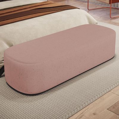 Kit 02 Puffs Decorativos Orgânicos Para Living Quarto 195cm Doha W01 Linho Rosê - Lyam Decor
