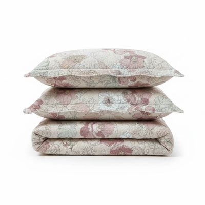 Kit Cobre Leito Colcha Magnus Solteiro 2 Peças Dupla Face Estampado Floral - Vintage - 100% Poliéster