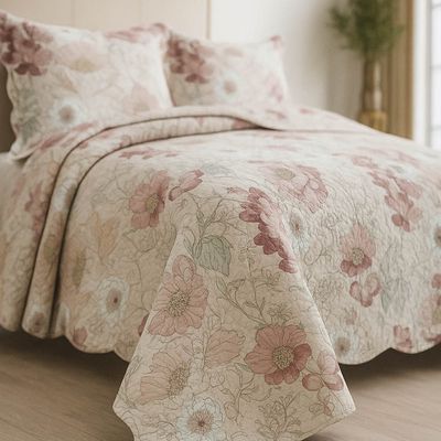 Kit Cobre Leito Colcha Magnus Solteiro 2 Peças Dupla Face Estampado Floral - Vintage - 100% Poliéster