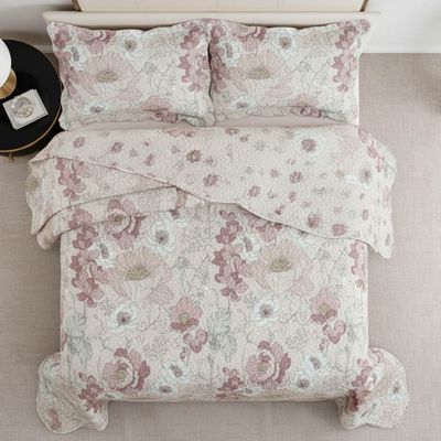 Kit Cobre Leito Colcha Magnus Solteiro 2 Peças Dupla Face Estampado Floral - Vintage - 100% Poliéster
