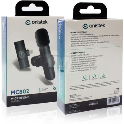 Microfone de Lapela sem Fio Conexão Lightning para IOS - ON-MC802
