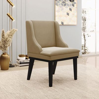 Kit 4 Cadeiras Decorativas Sala de Jantar Base Fixa de Madeira Firenze Suede Nude/Preto G19 - Gran Belo