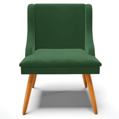 Kit 2 Cadeiras Decorativas Sala de Jantar Pés Palito de Madeira Firenze Veludo Verde/Natural G19 - Gran Belo