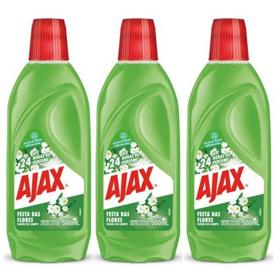Kit 3 Limpador Ajax Festa Das Flores - Flores do Campo 500Ml