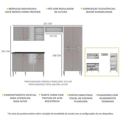 Cozinha Compacta Armário E Balcão Xangai Multimóveis Vm2840