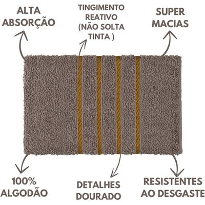Jogo de Toalhas 6 Pçs - 2 Banho 2 Rosto 2 Piso Montreal 100% Algodão Cinza