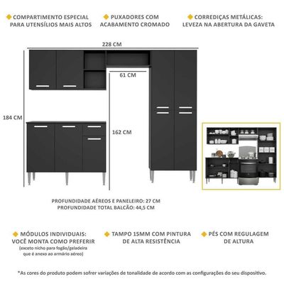 Cozinha Compacta Armário E Balcão Pequim Multimóveis V2999