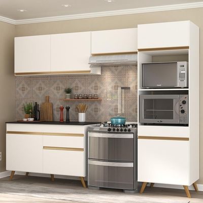 Cozinha Compacta 4 Pç C/ Armário E Balcão Multimóveis Branca