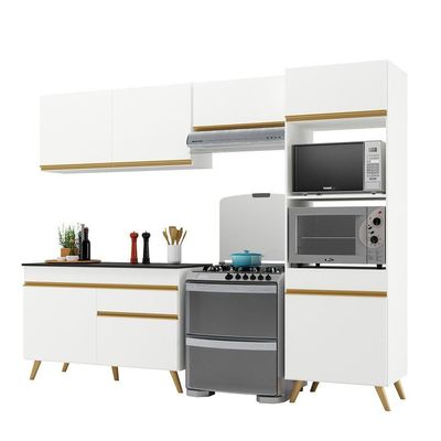 Cozinha Compacta 4 Pç C/ Armário E Balcão Multimóveis Branca