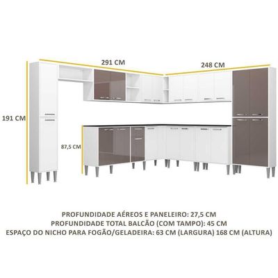 Cozinha Completa Xangai Pop Fg3285 Branca/lacca Fumê
