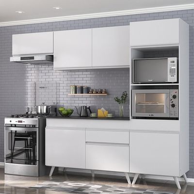 Armário De Cozinha Compacta 252cm Veneza Multimóveis Branco