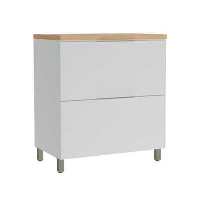Balcão de Cozinha com Tampo Marquesa 100% MDF 1 Porta 1 Gaveta Branco e Nature