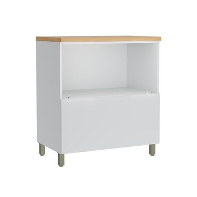Balcão de Cozinha com Tampo Marquesa 100% MDF 1 Porta 1 Gaveta Branco e Nature