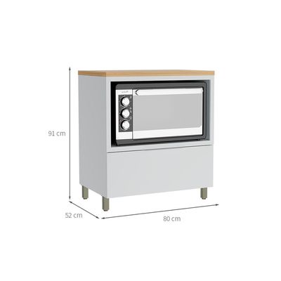 Balcão de Cozinha com Tampo Marquesa 100% MDF 1 Gaveta Branco e Nature