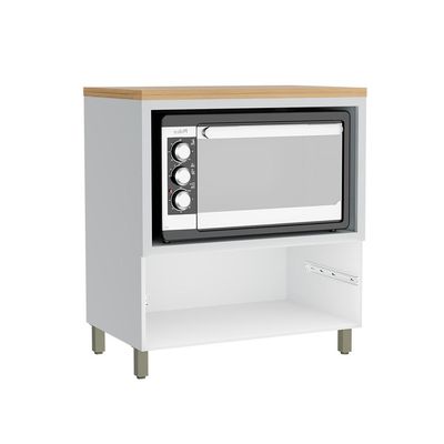 Balcão de Cozinha com Tampo Marquesa 100% MDF 1 Gaveta Branco e Nature
