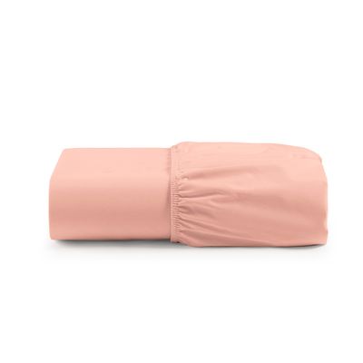 Lençol de Baixo Casal Queen Avulso Com Elástico Luiza Algodão Percal 180 Fios - Salmão - 100% Algodão